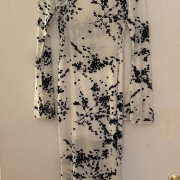 Fashion Nova Floral Print Mesh Mock Neck Maxi Dress, Sz L, NWOT - Picture 2 of 13